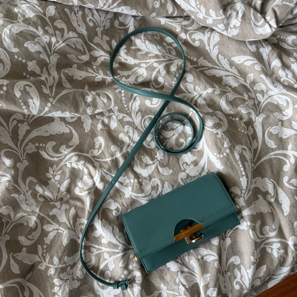 Charles & Keith - Teal Wallet with Removable, Adjustable Strap - Picture 6 of 10